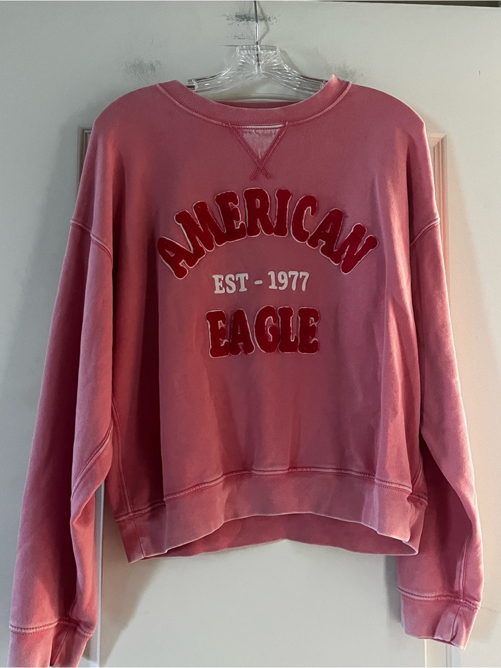 American Eagle Outfitters Pink Logo Pullover Sweatshirt Size Small